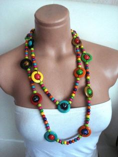 Wooden Beaded Necklace neck wrap Gift for woman colorful | Etsy Unique Multicolor Wooden Beads Necklaces, Multicolor Wooden Beads Necklaces For Jewelry Making, Multicolor Wooden Beads For Jewelry Making, Multicolor Wooden Beaded Necklaces As Gifts, Bohemian Rainbow Beaded Necklaces With Wooden Beads, Multicolor Beaded Long Necklace With Wooden Beads, Multicolor Long Beaded Necklaces With Wooden Beads, Bohemian Rainbow Beaded Necklace With Wooden Beads, Multicolor Wooden Bead Necklaces For Gifts