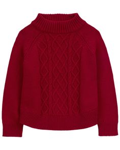 Designed with cable knit on the front and a cozy mock neck, this soft cotton sweater is perfect for the holidays. Mock Neck Sweater, Girls Sweaters, Shop Clothing, Cotton Sweater, Red Sweaters, Sweater Hoodie, Cable Knit, Neck Sweater, Mock Neck