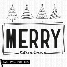 merry christmas svg file with trees