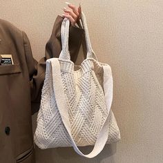 Kylethomasw - Luxury design handbags for women winter wool knitting the tote bag Fashion Shoulder Female bag Women's purses messenger bag Beige Knitted Rectangular Shoulder Bag, Rectangular Beige Knitted Shoulder Bag, Knitted Rectangular Shoulder Bag For Daily Use, Daily Use Knitted Rectangular Shoulder Bag, Cream Knitted Bag For Everyday Use, Cream Knitted Bag, Cream Knitted Everyday Bag, Rectangular Knitted Shoulder Bag For Everyday Use, Knitted Shoulder Bag For Travel