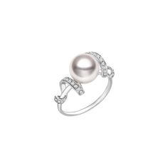 Material: Akoya Pearl, 18K white gold and diamonds Akoya pearl saltwater cultured pearl Size of Pearl: 8.0-8.5 mm each Width of Ring: about 1.3 mm Weight of diamonds: 33 diamonds, around 0.14 carat in total Handpicked of every pearl, only the top 1% of pearls are selected Handcrafted Lifetime warranty Please note the size you need when placing an order. Timeless White Gold Pearl Ring With Diamond Accents, White Akoya Pearl Timeless Ring, Timeless White Akoya Pearl Ring, Elegant Pearl Ring With Diamond Center Stone, White Gold Pearl Ring With Diamond Center Stone, Pearl White Diamond Pearl Ring With Drop Detail, Timeless Diamond-white Pearl Ring With Diamond Accents, Timeless Diamond White Pearl Ring With Diamond Accents, Pearl White Diamond Ring With Pearl Drop