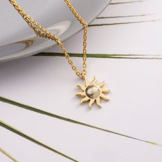 14k 18k Solid Gold Sun Solar Pendant Necklace, Celestial Star Sun Necklace, Birthday Gift for Her, Sun Jewelry Our gold necklaces are perfect choice for a Christmas, Mother's Day, valentine's day, birthday, wedding, anniversary, graduation, engagement, bridesmaid, and best friends gift. It's a good way to show appreciation to your mom, girlfriend, wife, grandmother, grandchildren, daughter, sister, best friend, boss or a co-worker. Also, a special treat just for yourself. FEATURES * Solid Gold ( Gold Star Necklace For Anniversary, Spiritual Gold Charm Necklace For Birthday Gift, Spiritual Gold Charm Necklaces For Birthday Gift, Gold Celestial Charm Necklaces With Birthstone, Gold Celestial Charm Necklace With Birthstone, Celestial Gold Charm Necklace With Birthstone, Gold Star Jewelry For Mother's Day, Gold Star-shaped Jewelry For Mother's Day, Celestial Yellow Gold Charm Necklaces For Gifts