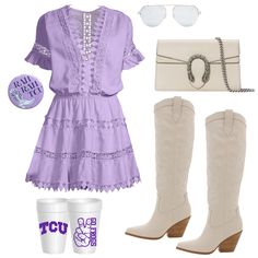 TCU game day outfit Uva Gameday Outfit, Tcu Football Game Outfit, Tcu Game Day Outfits, Ttu Game Day Outfit, Tcu Gameday Outfit Purple, Tcu Gameday Outfit, Tcu Gameday, Clemson Gameday