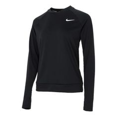 (WMNS) Nike Casual Sports Long Sleeves Round Neck Black Hoodie CU3271-010 (Women's/Joggers) Nike Women Outfits, Husband Clothes, Women's Joggers, Nike Clothes, Nike Casual, Basketball Season, Athletic Clothes, Christmas Clothes, Nike Long Sleeve