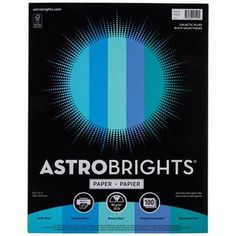 the astro brights paper is shown in blue and green stripes, with black background