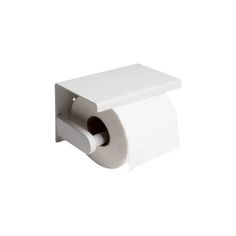 a roll of toilet paper sitting on top of a white wall mounted holder with two rolls in it