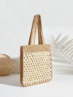 Elevate your travel game with the Vacay Vibes tote bag. Designed for women, it offers a large capacity for all your essentials. Made with quality materials for durability, it also boasts a stylish design that is perfect for any vacation or daily use. Enjoy convenience and style with Vacay Vibes. Color : Beige Bag Size : Small Type : Straw Bag Pattern Type : Plain Material : Paper Size Bag Height Bag Length Bag Width Handle Height one-size 35 33 2 22 Natural Color Bag For Daily Use, Natural Color Portable Bag For Daily Use, Natural Portable Bag For Daily Use, Natural Color Daily Use Bag, Tote Bucket Bag For Daily Use, Daily Use Tote Bucket Bag, Large Capacity Rectangular Bags For Vacation, Portable Tote Bucket Bag For Daily Use, Eco-friendly Large Capacity Handheld Shoulder Bag