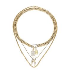 Set includes 3 necklaces 18k gold plated 3mm box chain 18k gold plated can opener chain 18k gold plated stainless steel 9mm wide chain 18k gold plated spike charm 18k gold plated tag pave charm 16" - 18"- 20" length Sits high on your neck. Keep It Real, Polish Jewelry, Box Chain, Tag Necklace, Can Opener, Rhodium Plated, Necklace Set, Solid Gold, 18k Gold