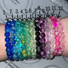 Handmade 8mm glass crackle bead bracelets. Drop down menu available for colors. Beaded Glass Bracelets, Glass Beads Bracelet Ideas, Bracelet Business Ideas, Quirky Bracelets, Body Jewelry Diy, Girly Bracelets, Bracelet Business, Glass Beads Bracelet, Colorful Bead Bracelets