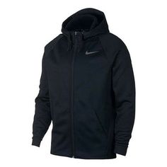 Nike Solid Color Casual Sports Knit Hooded Jacket Black 931997-010 (Men's) Sporty Nike Sweatshirt For Winter, Nike Sporty Winter Sweatshirt, Winter Sports Hoodie With Ribbed Cuffs, Sports Athleisure Fleece Hoodie Jacket, Sports Track Jacket With Fleece Lining, Sporty Track Jacket With Fleece Lining, Athleisure Sports Fleece Hoodie Jacket, Sports Hoodie With Ribbed Cuffs For Fall, Sporty Hooded Fleece Outerwear