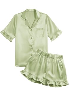 PRICES MAY VARY. Comfy satin silky short sleeve pajamas set for women, collar v neck short PJs sets for girls and women Classic collar down v neck with button down closure, ruffle short sleeve and shorts sleepwear set for women Made from soft and smooh fabric, regular fit, suitable for spring, summer and fall Satin PJs sleepwear set suitable for homewear, sleepwear, loungewear, pajamas party Please check the size chart of Umenlele in Product Description carefully before purchasing. Hand wash/ Ma Bridesmaid Pjs Pajama Set Pants, Kitsch Satin Sleep Set, Green Bridemaid Pajamas, Plaid Green Pajamas, Cheap White Pajama Shorts For Sleep, Roller Rabbit Short Sleeve Pajamas, Silk Bridesmaids Pajamas, Matching Pajama Sets Birthday, Chic Pajama Party Bachelorette