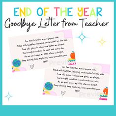 an end of the year goodbye letter from teacher