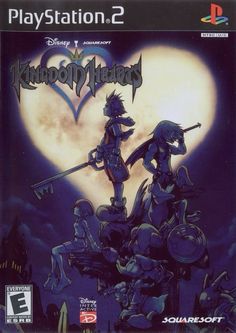 kingdom hearts on the cover of a video game, with an image of two people standing in