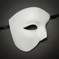 This Beautiful Masquerade Mask Can Be A Display Piece Or Worn Using Black Ribbon Attached On Each Side Of The Face. Covers Half The Face As In The Phantom Of The Opera. This Mask Can Also Be Use For Diy And Paint With Your Own Design. Color: White Material: Paper Molding Usm-W7347-Wt Phantom Of The Opera Masquerade, Masquerade Mask Diy, Phantom Mask, Mens Masquerade Mask, Opera Mask, Venetian Masquerade Masks, The Phantom Of The Opera, Half Mask, Halloween Masquerade