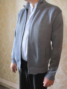 "This is a grey gents cardigan with a front zip and a high neck.  It has two side pockets and is in very good condition. Size XXXL Chest;   49\"   117cm Inside arm;   24\"   61cm Length;   29\"   73cm Made by ETOILE wool   acrylic" Gray Sweater Coat For Fall, Gray Fitted Cardigan With Pockets, Casual Gray Wool Cardigan, Mens Knitwear, Large Cardigan, Cardigan Winter, Mens Cardigan, Clothing Vintage, Winter Clothing