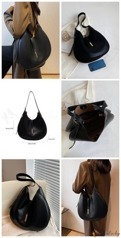 BirdinBag - Sleek Hobo Handbag: Embrace Elegance with a Minimalistic T – birdinbag Black Tote Bag With Hasp Closure, Black Bag With Hasp Closure For Shopping, Black Bags With Hasp Closure For Shopping, Black Bags With Hasp Closure For Everyday Use, Black Shoulder Bag With Hasp Closure For Shopping, Black Shoulder Bag With Hasp Closure And Double Handle, Black Shoulder Bag With Double Handle And Hasp Closure, Black Single Strap Satchel For Shopping, Black Hobo Bag With Large Capacity For Errands