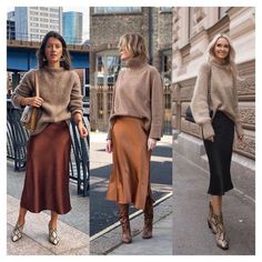 outfit ideas for fall with satin skirt Slip Skirt Outfit, Silk Skirt Outfit, Silk Slip Skirt, Skirt Outfit Fall, Satin Skirt Outfit, Slip Dress Outfit, Rok Outfit, Winter Skirt Outfit, Skirt Trends