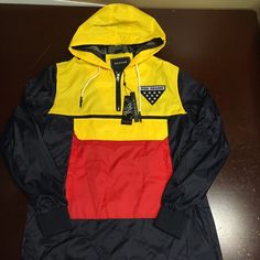 Reason Brand Color Block Windbreaker Jacket. Condition Is New With Tags. Shipped With Usps Priority Mail. Yellow Windbreaker With Pockets For Fall, Hooded Color Block Outerwear For Streetwear, Fall Yellow Windbreaker With Pockets, Yellow Hooded Windbreaker With Pockets, Casual Winter Windbreaker With Color Block, Yellow Hoodie With Pockets For Fall, Casual Color Block Windbreaker For Winter, Fall Yellow Hoodie With Pockets, Casual Color Block Winter Windbreaker