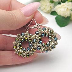 Silver seed bead hoop earrings, Simple earrings, handmade je - Inspire Uplift Seed Bead Hoop Earrings, Bead Hoop Earrings, Beaded Earrings Tutorials, Beautiful Beadwork, Beaded Earrings Patterns, Earring Ideas, Earring Tutorial, Earrings Simple, Beaded Hoop Earrings