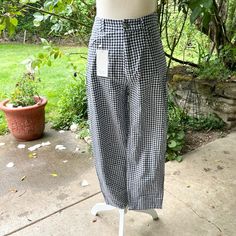 These Are Cute And New With Tags. Love The Blue And White Gingham Pattern. Pair With A Crop Top And Converse. Cute! Size Small Waist 14 Hip 17.5 Rise 12 Thigh 10 Inseam 25 Length 37 Cuff 7 Summer Gingham Straight Leg Bottoms, Gingham Straight Leg Bottoms For Spring, Spring Gingham Straight Leg Bottoms, Spring Gingham Wide Leg Bottoms, High Waist Gingham Pants For Spring, Spring High Waist Gingham Pants, Gingham Wide Leg Cotton Bottoms, Gingham Cotton Wide Leg Bottoms, Casual High Waist Gingham Bottoms