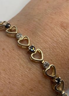 Vintage Diamond Sapphire Heart Bracelet Golden 925 Sterling Silver https://www.etsy.com/listing/1187710638/vintage-diamond-sapphire-heart-bracelet?utm_source=crowdfire&utm_medium=api&utm_campaign=api White Gold Diamond Heart Bracelet For Anniversary, White Gold Heart Bracelet With Diamond Accents, Fine Jewelry Silver Heart Diamond Bracelet, Diamond Heart Bracelet With Accents, Diamond Heart Bracelet With Diamond Accents, Heart Shaped Diamond Bracelet With Accents, Silver Diamond Heart Bracelet As Gift, Sterling Silver Heart Bracelet For Anniversary, White Gold Diamond Bracelet With Heart Cut For Anniversary