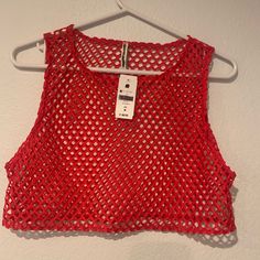 New.!! Never Used Color: Red Mesh Crop Top Size:M Retails $50 No Returns Stretch Red Top For Beach Season, Stretch Red Tops For Beach Season, Red Tops For Summer Party, Red Sleeveless Tops For Beach Season, Casual Crop Top For Party, Beach Season, Casual Crop Top For Beach Season Party, Casual Beach Season Party Crop Top, Red Summer Crop Top, Trendy Red Crop Top For Day Out