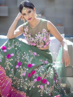 Azalea Green Casade - Tulle Lengha with great Embellishments Embroidery – bAnuDesigns Green Floral Party Gown, Green Organza Gown For Designer Wear, Reception Green Sharara With Floral Embroidery, Pista Green Lehenga With Intricate Embroidery For Party, Embellished Green Floor-length Choli, Green Floral Embellished Party Gown, Green Embellished Lehenga For Festivals, Green Embellished Gown For Festivals, Embellished Green Gown For Festivals