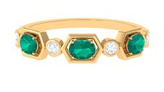 Product Details This elegant Emerald Band Ring is a perfect choice for your sweetheart. Adorned with Oval Cut Emerald and Diamond on Classic Band glams up your look. Product Information SKU SHP-RINGS032225952 Weight 2.20 gm (Approximate) EMERALD INFORMATION No.of Stones 3 Pieces Total Weight 0.43 Carat (Approximate) Dimension(approx) Oval-3X4 mm-3 Pcs Color Green Cut Brilliant Shape Oval Setting Type Other-Setting Quality Grade AAA DIAMOND INFORMATION No.of Stones 4 Pieces Total Weight 0.19 Cara Green Emerald Ring With Halo Style Fine Jewelry, Green Halo Rings For Anniversary, Formal Green Emerald Ring With Halo Design, Formal Green Halo Diamond Ring, Green Emerald Ring With Halo Round Cut, Elegant Green Emerald Ring With Round Band, Green Halo Diamond Ring For Anniversary, Green Halo Ring With Round Band, Green Diamond Halo Ring In Round Cut