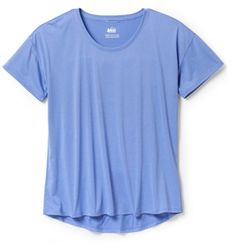 REI Co-op Sahara T-Shirt - Women's | REI Co-op Purple Heather, Op Logo, Polyester Spandex Fabric, Hiking Shirts, Rei Co-op, The Trail, Recycled Fabric, Petite Size, Wicks