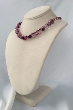 Gemstone Necklace in Sterling Silver Moss Amethyst by blueeasel Elegant Purple Crystal Necklace With Gemstone Accents, Handmade Pink Amethyst Necklaces, Handmade Pink Amethyst Necklace, Spiritual Purple Jewelry With Unique Variations, Amethyst Crystal Necklaces With Gemstone Accents For Jewelry Making, Purple Crystal Necklaces With Gemstone Accents For Jewelry Making, Purple Crystal Necklaces With Gemstone Accents, Purple Crystal Gemstone Necklace, Amethyst Necklaces With Natural Stones For Weddings