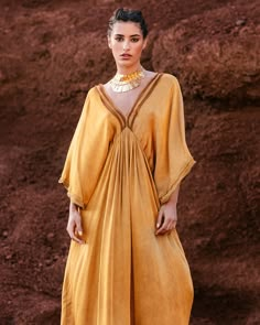 Dress Volra Mes Demoiselles color Ocre Turkey Shopping, Color Ocre, Types Of Fashion, Home Dress, Kaftan Dress, Model Fits, Winter 2023, Mode Inspiration, Linen Clothes