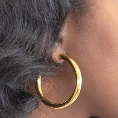 A BOLD STAPLE WHAT IT IS: A classic pair of thick gold hoop earrings WHY IT'S SPECIAL: They're a staple you need in your wardrobe Lightweight, comfortable, easy to wear GOOD TO KNOW: Gold plated Dimensions: approx. 6mm x 50mm Hypoallergenic WHY WE LOVE ADMIRAL ROW: Made in the USA, woman founded and black-owned, Admiral Row has a story to tell and we’re here for it. We love their commitment to creating responsible, accessible jewelry and their designs are the wardrobe staples of our dreams. Gold Hoops Aesthetic, Gold Hoop Earrings Aesthetic, Hoops Aesthetic, Big Gold Hoop Earrings, Hoop Earrings Aesthetic, Thick Gold Hoop Earrings, Thick Gold Hoops, Hex Girls, Thick Hoop Earrings