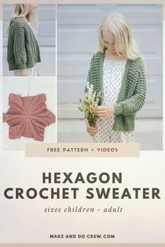 the hexagon crochet sweater pattern is shown