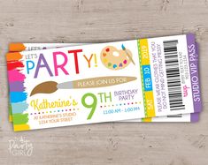 this is an image of a birthday party ticket