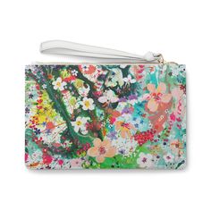 Add a pop of color to your outfit and a little magic to your day with this beautiful wristlet clutch bag. Designed with a loop handle to quickly free your hands, This slim wristlet pouch makes a great accessory for everyday use. It is perfect for your everyday essentials such as a phone, wallet, and keys. It features a zip fastening and a fully lined internal pocket. This bag features Emily's original artwork titled "Linger In The Moments That Make You Feel The Most Alive." It is part of the Lin Trendy On-the-go Wristlet Clutch, Clutch Bags With Wrist Strap As Gifts, Trendy Handheld Coin Purse With Removable Pouch, Travel Pouch For Spring, Chic Pouch Bag With Wrist Strap, Daily Use Clutch Wristlet With Removable Pouch, Chic Handheld Bag With Wrist Strap, Coin Purse Clutch With Wrist Strap, Handheld Bags With Wrist Strap For Gifts