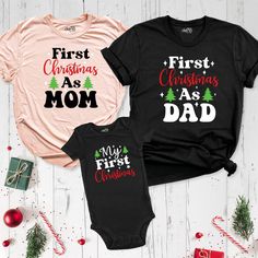 My First Christmas Shirt, First Christmas as Mom Tee, First Christmas as Dad T-shirt, 1st Christmas Matching Family Shirt ,Family Xmas Tee. My First Christmas Shirt are Bella+Canvas branded. I'll ship it from a brand in the same size and quality if Bella+Canvas is out of stock. Please contact me in case of any problem or request. I'll send you a message to confirm the design if you buy a custom My First Christmas Shirt. Please check your ETSY message box. Your satisfaction is important to us :) Family Matching Holiday T-shirt With Letter Print, Family Matching Christmas T-shirt With Letter Print, Family Matching Christmas Cotton T-shirt, Customizable Short Sleeve Christmas Tops, Customizable Cotton Christmas T-shirt, Family Holiday T-shirt With Letter Print, Family Holiday Letter Print T-shirt, Holiday Family Letter Print Tops, Holiday Letter Print Tops For Family