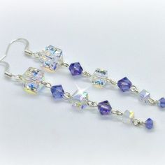 Made with 8mm crystal square, 6mm swarovski crystal square, 4mm swarovski crystal square 6mm swarovski crystal bicone (your choice of color) Earrings Weddings, Crystal Jewerly, Idea Craft, Crystal Anklet, Swarovski Crystal Jewelry, Swarovski Crystal Bracelet, Crystal Dangle Earrings, Earrings Christmas, Swarovski Crystal Earrings