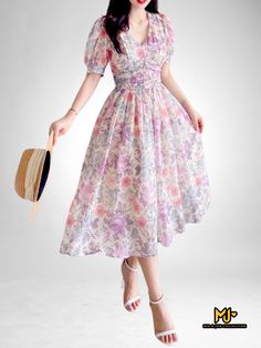 Fabric: silk chiffon, no stretch, cool, sweat-absorbent Care: hand wash cold recommended, no bleach, hang dry SIZE: Small: Bust< 32.7" // Waist< 26.7" Ngực < 83 cm // Eo < 68 cm Medium: Bust Summer Chiffon Short Sleeve Dress, Feminine Fitted Chiffon Summer Dress, Casual Chiffon Dress For Spring, Casual Fitted Chiffon Dress For Spring, Pink Chiffon Short Sleeve Dress For Summer, Fitted Chiffon Dress For Spring Daywear, Casual Chiffon Dress For Daywear, Pink Short Sleeve Chiffon Dress For Spring, Pink Short Sleeve Chiffon Dress For Summer