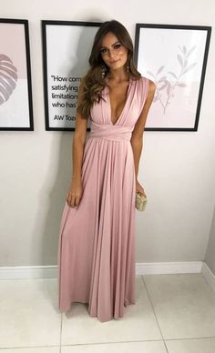 Fitted Pink V-neck Dress, Pink V-neck Dress With Surplice Neckline For Formal Occasions, Pink V-neck Gown For Prom Season, Fitted Bodice V-neck Dresses For Prom Season, V-neck Fitted Bodice Dress For Prom Season, Fitted Bodice V-neck Dress For Prom, Pink Fitted V-neck Wedding Dress, Formal Pink V-neck Dresses, Fitted Pink V-neck Dress For Wedding