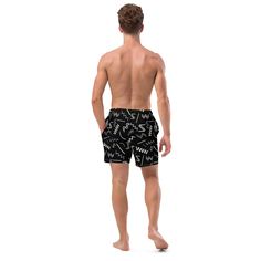 These swim trunks have everything you need for a hot summer day--they're quick-drying and breathable, have multiple pockets for your belongings, and feature a silky, anti-chafe inner liner. Get yours now! * Fabric composition: (may vary by 5%) 91% recycled polyester, 9% spandex * Liner composition: 92% polyester, 8% spandex * Fabric weight (may vary by 5 5.13 oz/yd² (174 g/m²)  * Four-way stretch water-repellent microfiber fabric * Anti-chafe mesh inner liner * Elastic waistband with drawcord * Mesh pockets * Small inside pocket for valuables * UPF 50+ Black Swim Trunks With Pockets For Vacation, Black Swimwear With Pockets For Beach Season, Black Swim Trunks With Pockets For Poolside, Swim Trunks With Pockets For Swimming, Swim Trunks With Pockets For Beach Season, Nylon Swimwear With Pockets For Summer, Black Swimwear With Built-in Shorts For Summer, Summer Relaxed Fit Boxer Briefs With Elastic Waistband, Relaxed Fit Boxer Briefs With Elastic Waistband For Summer