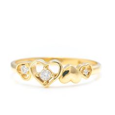 14k Solid Gold Heart Ring, Real Gold Love Ring, Unique Design Premium Heart Band For Her, Handmade Fine Jewelry By Selanica. 💙 The ring material is 14k solid gold, should not be confused with gold plating or filling. It will never tarnish or fade over time. We're offering the finest quality in solid gold jewelry. 💎 Gemstones are premium grade D Color (colorless) VS/SI clarity moissanites. 💙 Our jewelry is handcrafted with love and great care at San Francisco Bay! All of our items are 14k stamped for authenticity. You will receive them exactly as pictured.  💙 Quick shipping - Your order will be handcrafted and shipped in a few days. 🎁 They are delivered in a nice jewelry box, ready to be presented as a precious gift. 💎 Moissanite is the best alternative for natural diamonds as the sec 14k Heart Cut Diamond Ring For Valentine's Day, Wedding Heart Ring With Hallmarked Diamond, Diamond Heart Ring Hallmarked, Valentine's Day Gold Diamond Ring With Prong Setting, Gold Heart-shaped Diamond Ring For Valentine's Day, 14k Diamond Heart Ring For Valentine's Day, Promise Heart Ring With Birthstone In Yellow Gold, Yellow Gold Heart-shaped Birthstone Ring, Yellow Gold Heart Birthstone Ring