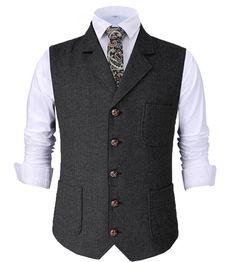 PRICES MAY VARY. Features: Button closure,single breasted 6 buttons,3 real pockets, adjustable back strap. Size: Please read the our size chart information of the product in order to choose your own size,not Amazon size chart. Fabrics: tweed pattern, it’s comfortable, simple, and classic.Wool blend vest for casual comfort. Occasions: The vest is easy to match with dress shirt, suit coat, casual pants, etc. Suit for daily wear, business, Groomsmen, outdoor, all occasions and seasons. Attention: D Dress Vests For Men, Vest With Collar, Men’s Vests, Mens Christmas Party Outfit, Retro Suits, Tweed Vest, Herringbone Jacket, Waistcoat Men, Mens Suit Vest