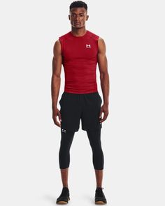 Super-light HeatGear® fabric delivers superior coverage without weighing you down|Mesh underarm & back panels for strategic ventilation|Material wicks sweat & dries really fast|Ergonomic design keeps seams off high abrasion areas & increases durability|Hybrid raglan sleeve construction for added range of motion & comfort Technical Sleeveless Top With 4-way Stretch, Sleeveless Nylon Activewear For Training, Moisture-wicking Sleeveless Nylon Activewear, Sleeveless Nylon Activewear For Running, Sleeveless Nylon Moisture-wicking Activewear, Sleeveless Nylon Activewear For Sports, Sleeveless Nylon Activewear With Moisture-wicking, Sleeveless Nylon Tops With Light Support, Functional Breathable Mesh Sleeveless Activewear