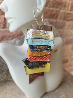 Leather Multi Color Candle Hoop Earrings - Etsy Upcycled Leather, Colorful Candles, Earrings Etsy, Jewelry Inspiration, Favorite Jewelry, Jewelry Earrings Dangle, Etsy Earrings, Dangle Drop Earrings, Dangle Earrings