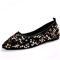 Man Made Upper And Sole Gold Sequins All Over Attached To A Black Velvet Upper. Non-Slip Synthetic Rubber Sole New Wiithout Box Eu Size 39 Elegant Pointed Toe Slip-on Flats For Party, Elegant Slip-on Pointed Toe Flats For Party, Elegant Black Pointed Toe Flats For Party, Party Pointed Toe Synthetic Flats, Synthetic Pointed Toe Flats For Party, Slip-on Pointed Toe Flats For Evening, Closed Toe Flats For Fall Party, Chic Pointed Toe Slip-on Flats For Party, Party Pointed Toe Flats For Fall