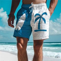 Category:WE-Pants; Season:Summer,All Seasons; Fabric:Polyester; Gender:Men's; Style:Resort Style,Hawaiian,Holiday,Vacation; Elasticity:Micro-elastic; Occasion:Beach,Holiday,Vacation; Fit Type:Relaxed Fit; Function:Comfort,Soft,Breathable,Lightweight; Waistline:Mid Waist; Pattern:Coconut Tree; Design:3D Print,Elastic Waist,Drawstring,with Mesh lining; Pants Type:Swim Shorts,Swim Trunks,Board Shorts; Fly Type:Elasticity,Drawstring; Front page:FF; Listing Date:01/27/2024; Production mode:External p Hawaiian Shorts, Holiday Beach, Mens Boardshorts, Coconut Tree, Lightweight Shorts, Hawaiian Style, Holiday Vacation, Hawaiian Print, Tree Design