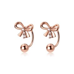 PRICES MAY VARY. Material: Except for the little cz, all other metal of these bow earrings are made of genuine 925 Sterling Silver, including earrings posts and the whole earrings. These sterling silver earrings are electroplated with genuine Rhodium/18K Gold/Rose Gold, which is Hypoallergenic, Lead-free, Nickel-free, Cadmium-free and don't turn your skin green. Size: The total length is about 1.3cm/0.5in. Its weight is about 1.5g/pair. Made of 925 sterling silver, it is lightweight and no press Adjustable Rose Gold Wrap Earrings, Trendy Rose Gold Cartilage Earrings, Rose Gold Wrap Earrings, Rose Gold Hoop Earrings With Ear Wire For Party, Trendy Rose Gold Cartilage Earrings For Gift, Rose Gold Single Hoop Earring For Party, Adjustable Rose Gold Earrings For Party, Cartilage Helix Piercing, Earrings Cartilage