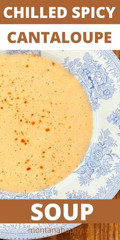 Chilled Spicy Cantaloupe Soup with Ginger - garnished with a sprinkling of cayenne pepper in a blue and white bowl. Cantaloupe Soup, Chilled Soup Recipes, Spring Soup Recipes, Cold Soup Recipes, Cantaloupe Recipes, Fruit Soup, Rustic Recipes