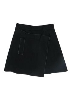 Current Boutique-Carven - Black Wool Blend Asymmetric A-Line Skirt Sz 8 Designer Drapes, Black Wool, A Line Skirt, A Line Skirts, Wool Blend, A Line, Mini Skirts, Turtle Neck, Blouses