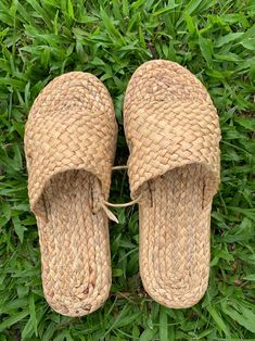 Sandals Water Hyacinth Unisex Sandals Kids Sandals Holiday | Etsy Outdoor Round Toe Slippers For Beach Season, Summer Flat Sandals For Outdoor, Comfortable Slip-on Slippers For Vacation, Brown Non-slip Slides For The Beach, Beige Slides For Summer Outdoor, Comfortable Brown Flip Flops For Beach, Comfortable Brown Flip Flops For Summer, Comfortable Brown Summer Flip Flops, Beige Round Toe Slides For Vacation